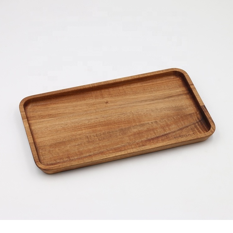 Eco-friendly rectangle Bamboo Decorative Wood Serving Tray set for fruits