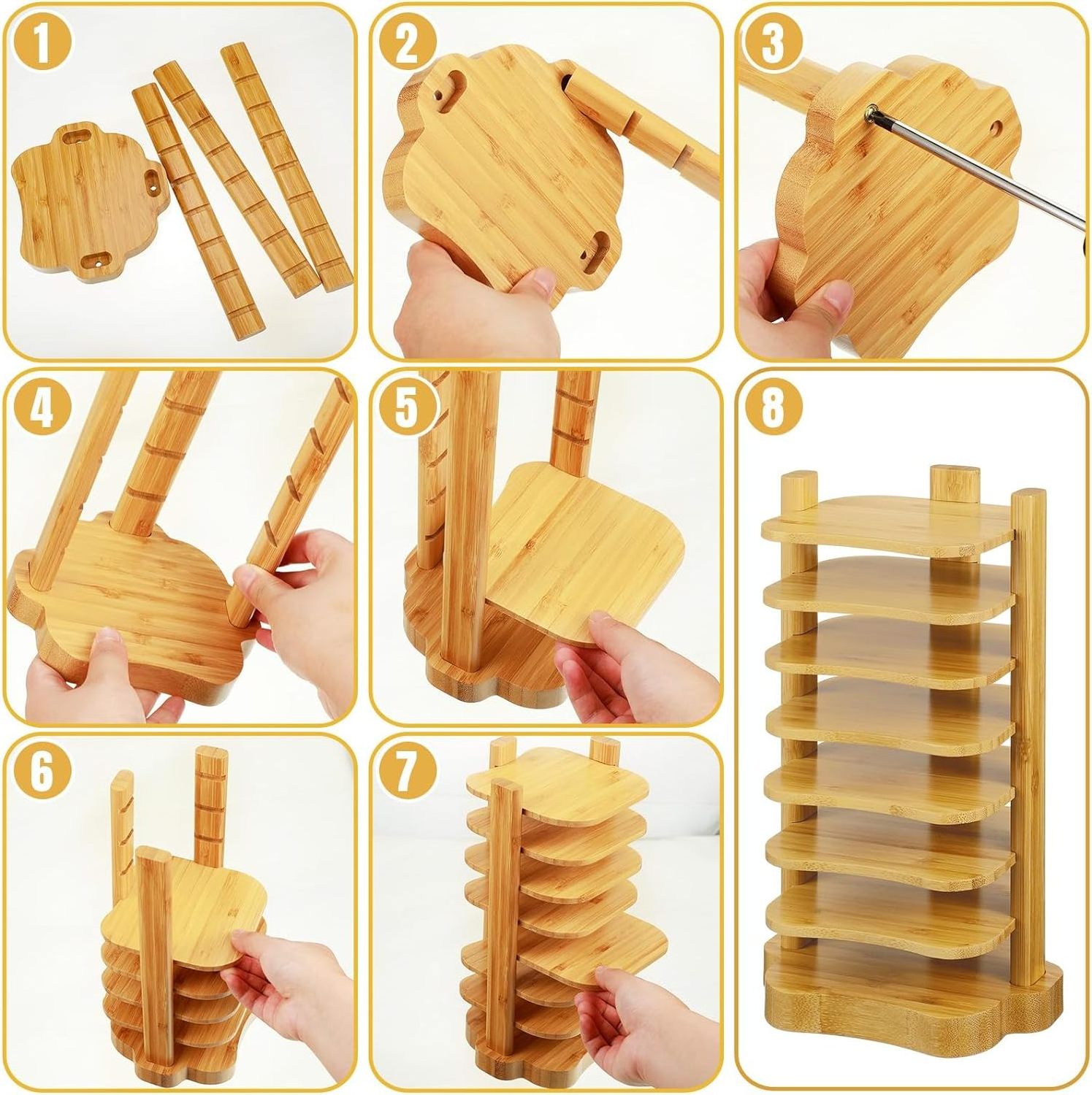 New Release Water Bottle Lid Storage Rack Adjustable Bamboo Tumbler Lid Organizer for Kitchen Cabinet