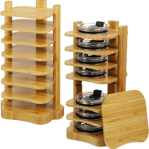 New Release Water Bottle Lid Storage Rack Adjustable Bamboo Tumbler Lid Organizer for Kitchen Cabinet