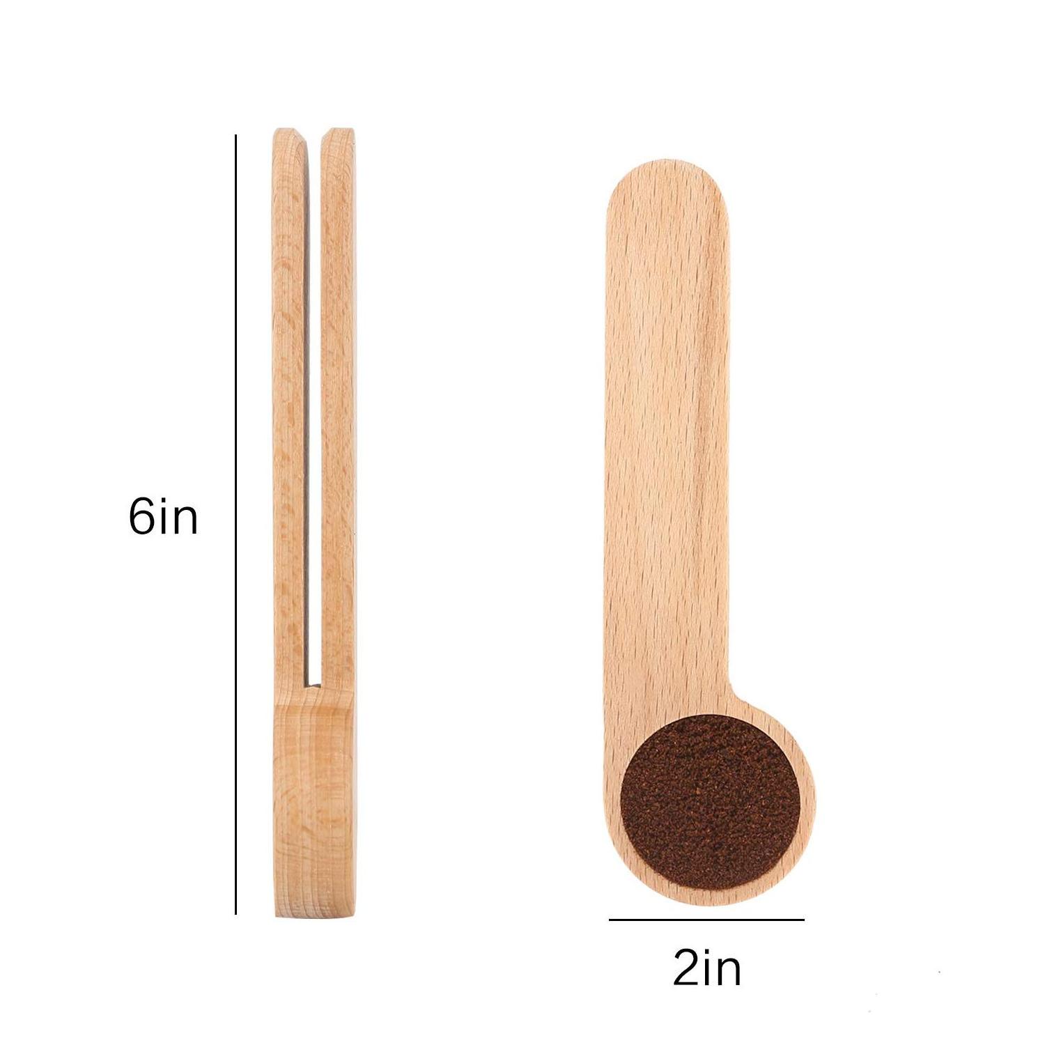 Hot Sale  Original Wood Measuring Scoop Spoon Wooden Coffee Bag Clip Wooden Coffee measuring Spoon with Bag Clip