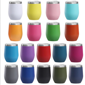 12oz Custom Logo Double Wall Insulation Vacuum Water Travel Thermo Mugs Powder Coated Color Cups Tumbler Mug