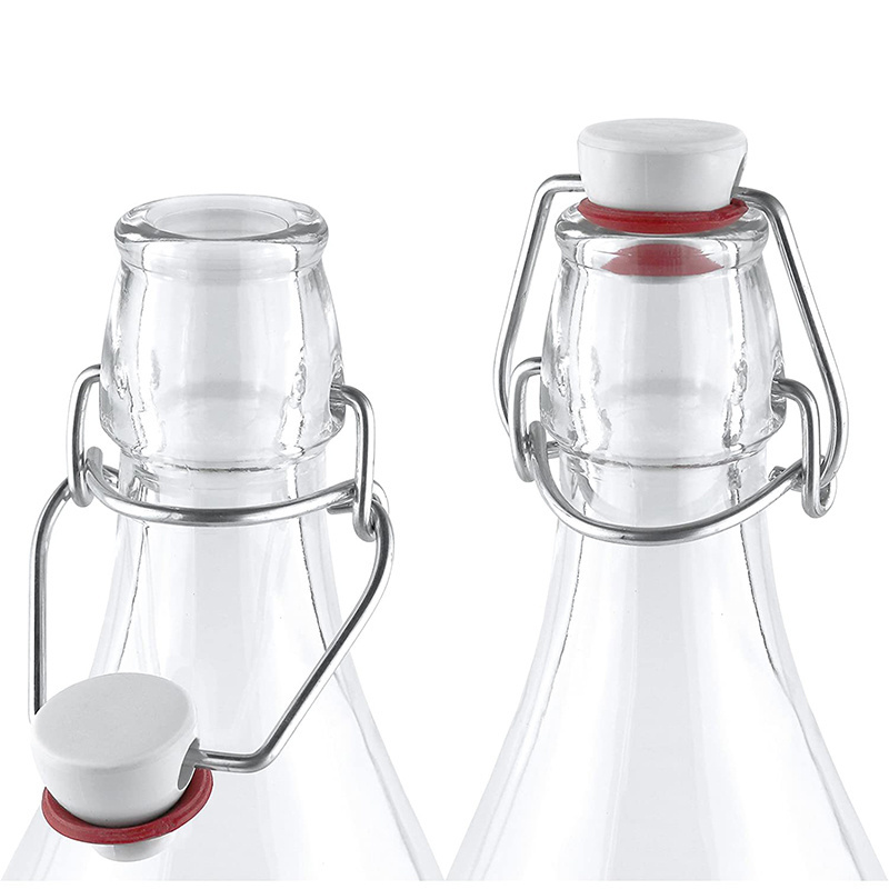 750ml 1000ml Classic Unique Easy Flip Lid Clear Drink Beer Wine Water Bottles Glass Swing Top Bottle with Airtight Stopper Cap