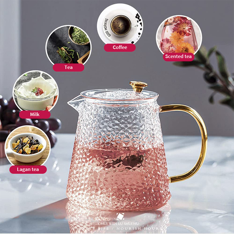 Tea pot Coffee pot Tea pot Fashionable wavy glass Cute teapot Nice design Large capacity Commercial restaurant Shop tea party