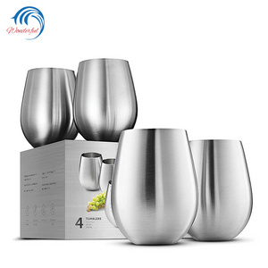 Top Seller 12oz 18oz Custom White Cup Mug Metal Tumbler Bottle Drinking Glasses Unbreakable Stainless Steel Stemless Wine Glass