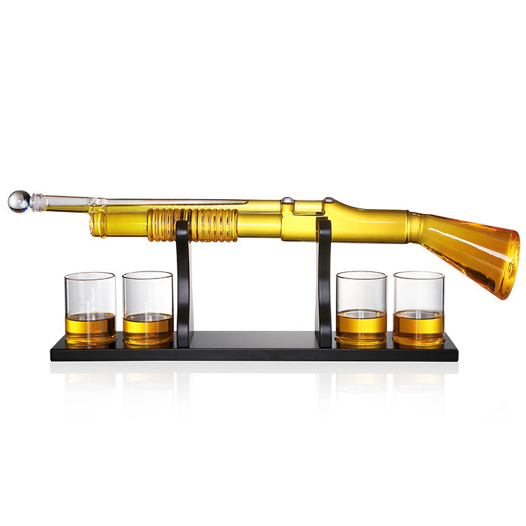 Rifle Shape Glass Whiskey Decanter AK Bottle ak decanter shot gun With 4 Whisky bullet Glasses Set whiskey set