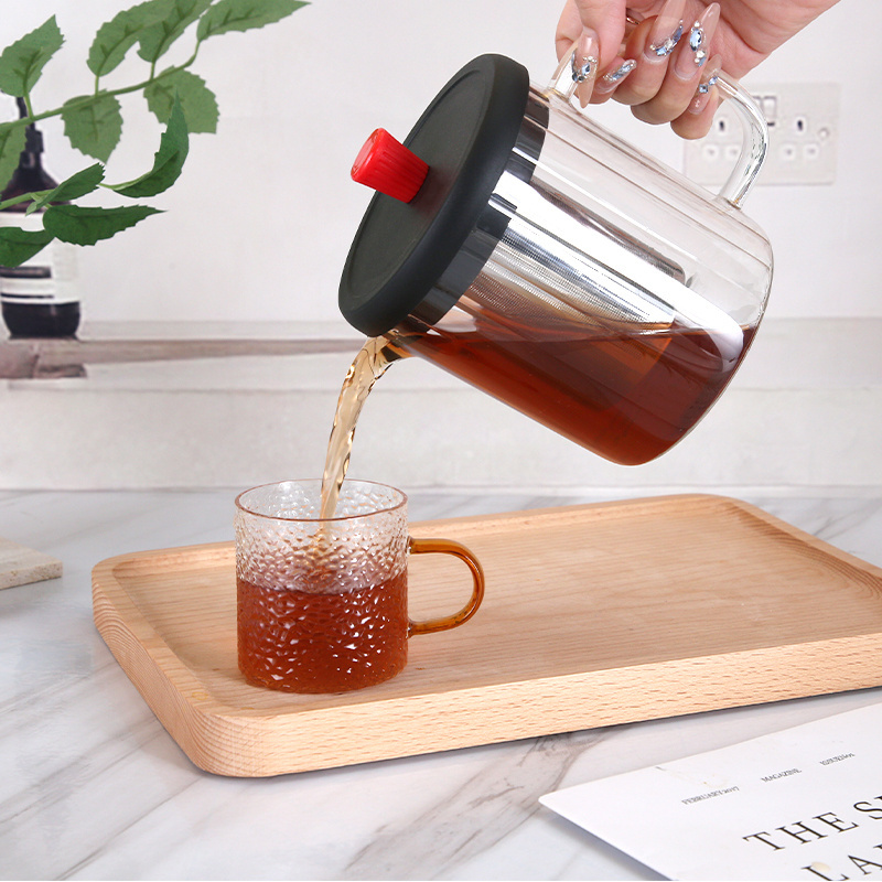 Wholesale glassware products simple modern heat-resistant glass teapot creative brewing glass tea pot with pp lid