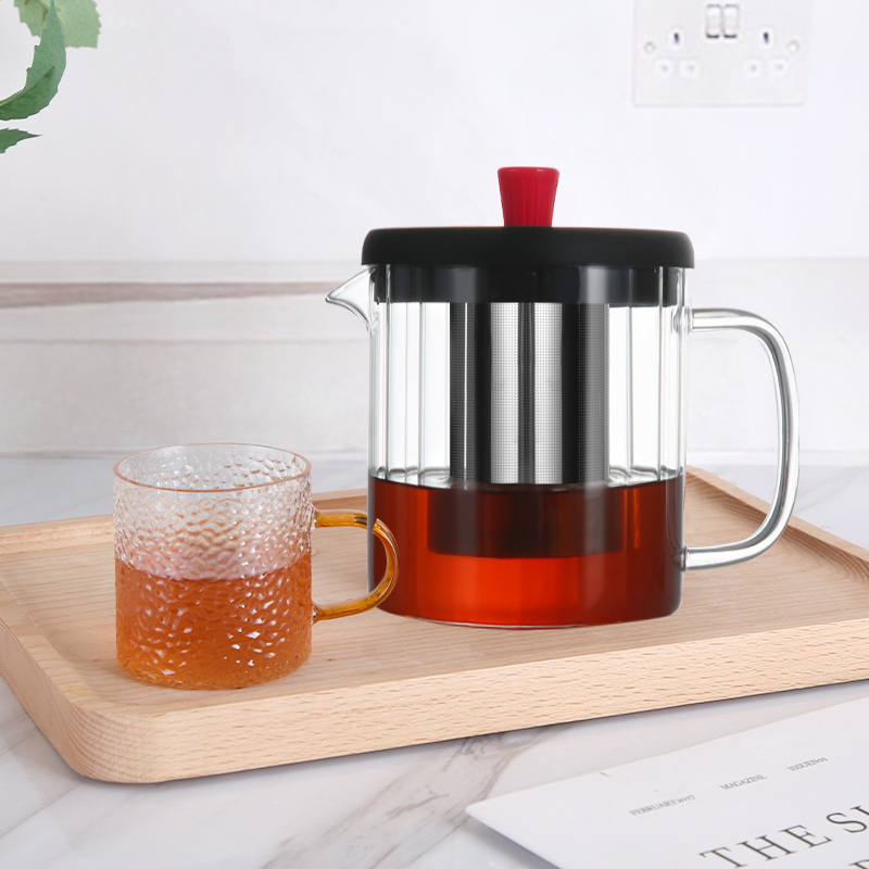 Wholesale glassware products simple modern heat-resistant glass teapot creative brewing glass tea pot with pp lid