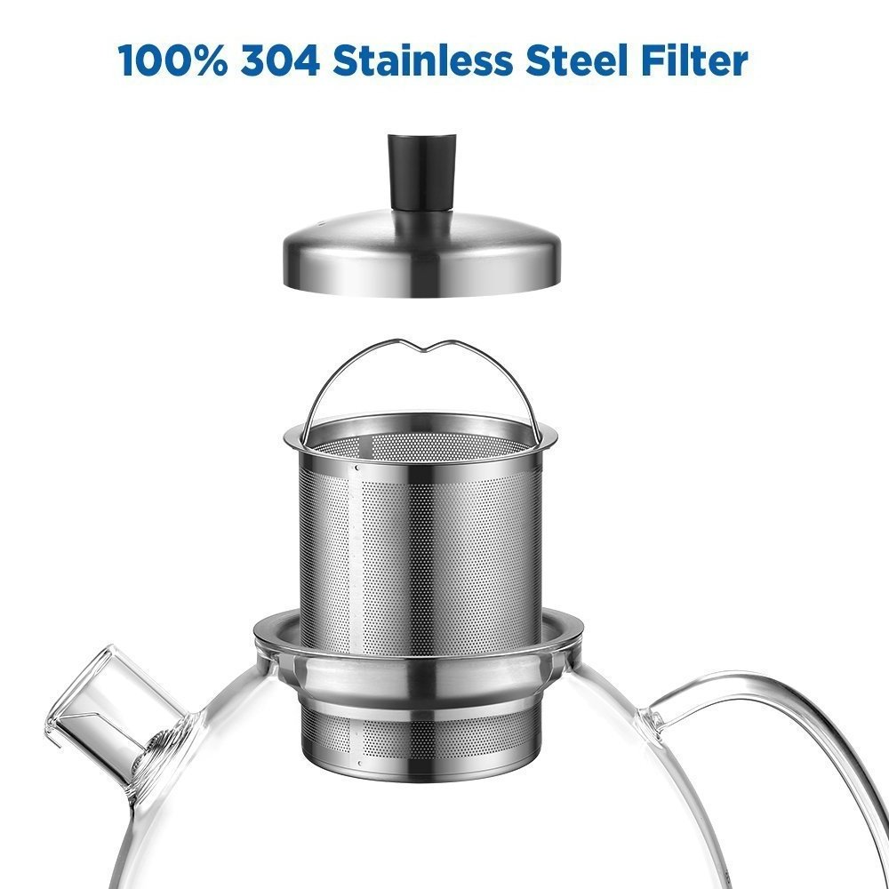 Glass Teapot  with Stainless Steel Infuser & Lid  Glass Teapots Stovetop Safe