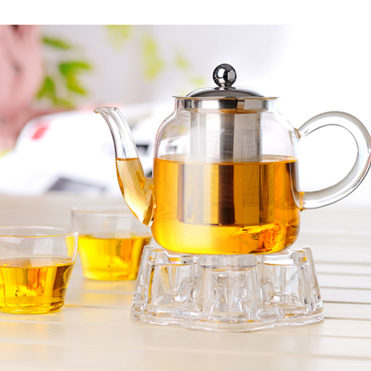 Heat Resistant Clear Borosilicate Glas Glass Infusion Teapot Set/transparent and Light Glass Teapot with Stainless Infuser