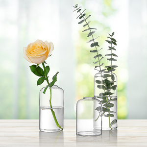 large tall cylinder murano clear flower rectangle round glass bud vase cheap price with safety delivery in stock