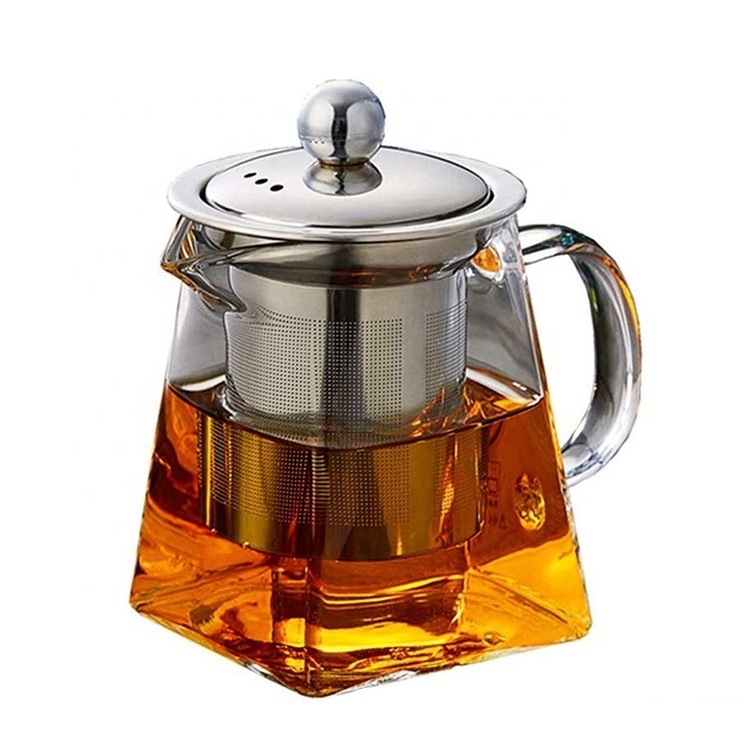 Top Seller 950ml clear tea cup pot set high borosilicate teapot glass tea pot with infuser handle suitable for stovetop