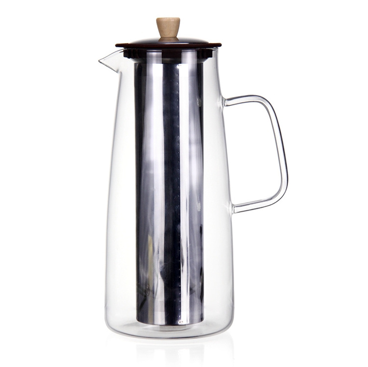 Borosilicate Heat Resistant Clear Glass Cold Brew Coffee Maker Coffee Tea Pot