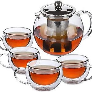 Teapot Glass Cup Tea Kettles set Stovetop Tea Pots  with Infuser