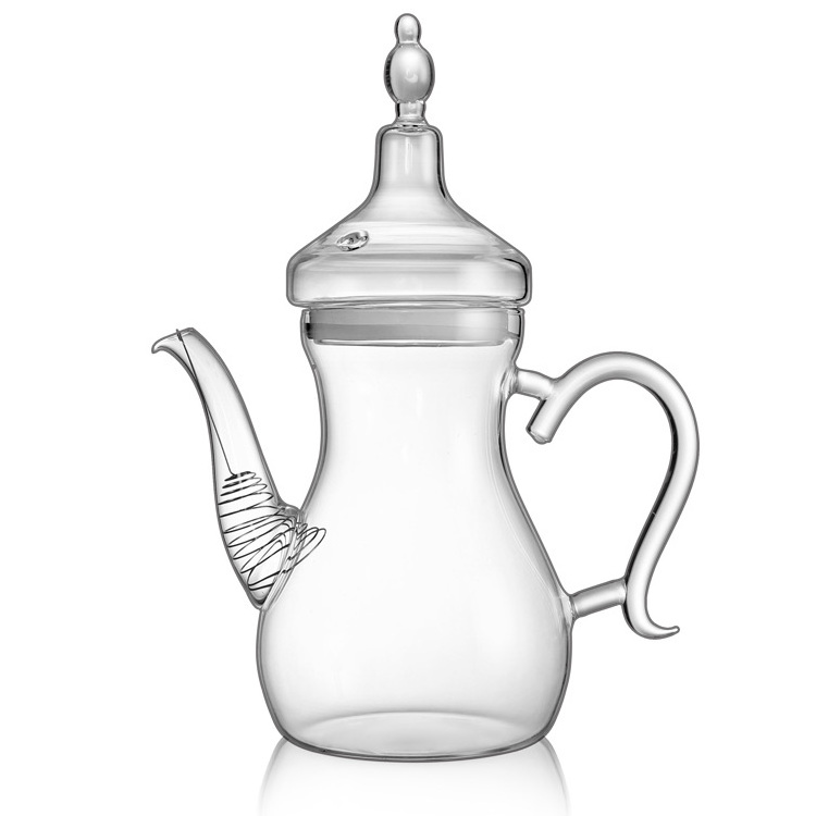 Hot glassware turkish arabic style glass teapot heat resistant high borosilicate clear glass tea pot for flower red tea