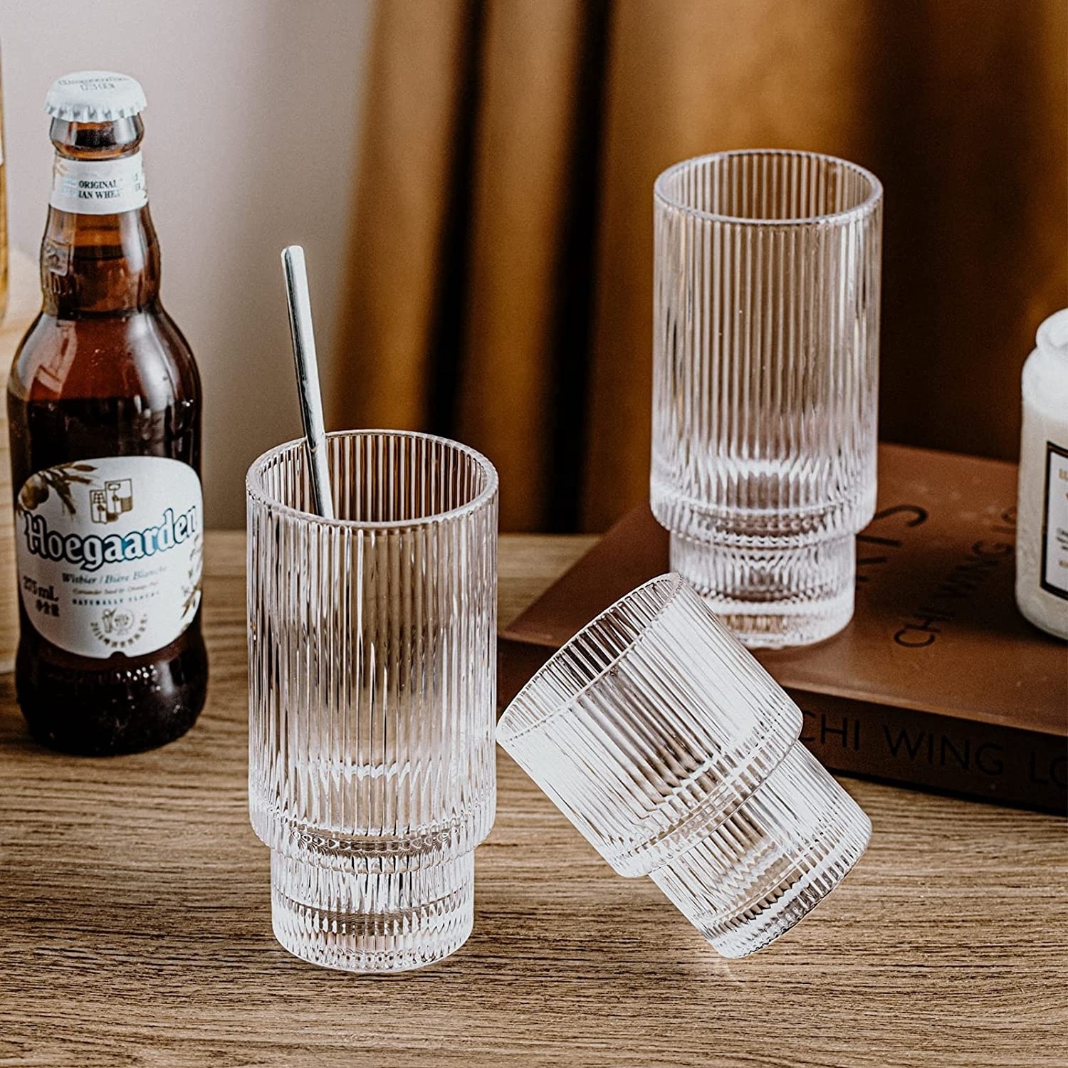 Top Seller Vintage Glassware Ice Coffee Mug Beer Cocktail Glasses Set Transparent Origami Style Glass Cup