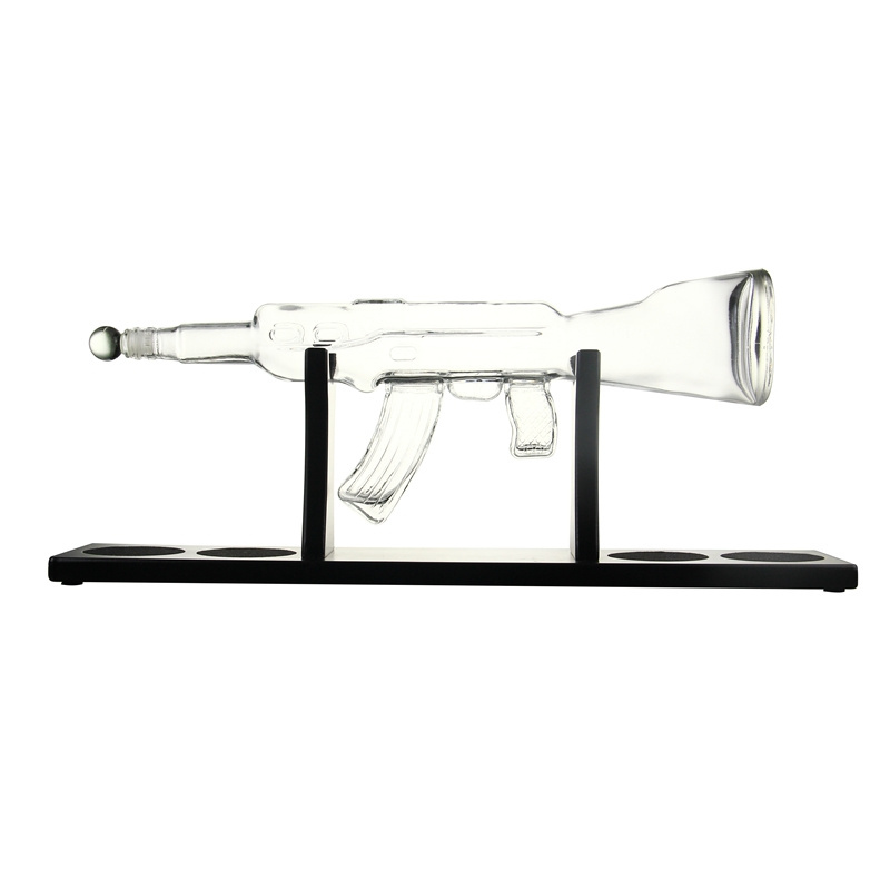 Top Seller Unique AK 47 Gun Shape Glass Wine Bottle Whisky Whiskey Decanter Set