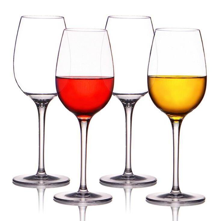 Hand Blown Clear Crystal Red & White Wine glasses set of 4 Long Stem Wine glasses