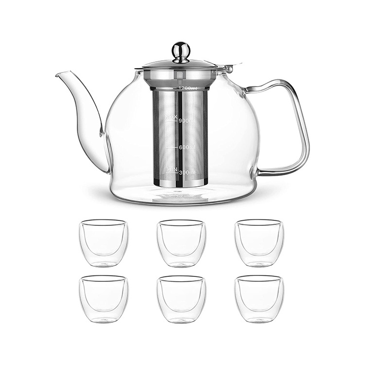 Stovetop & Microwave Safe Glass Teapot (50 OZ) with Removable Loose Tea Glass Infuser  Tea Kettle  tea pot