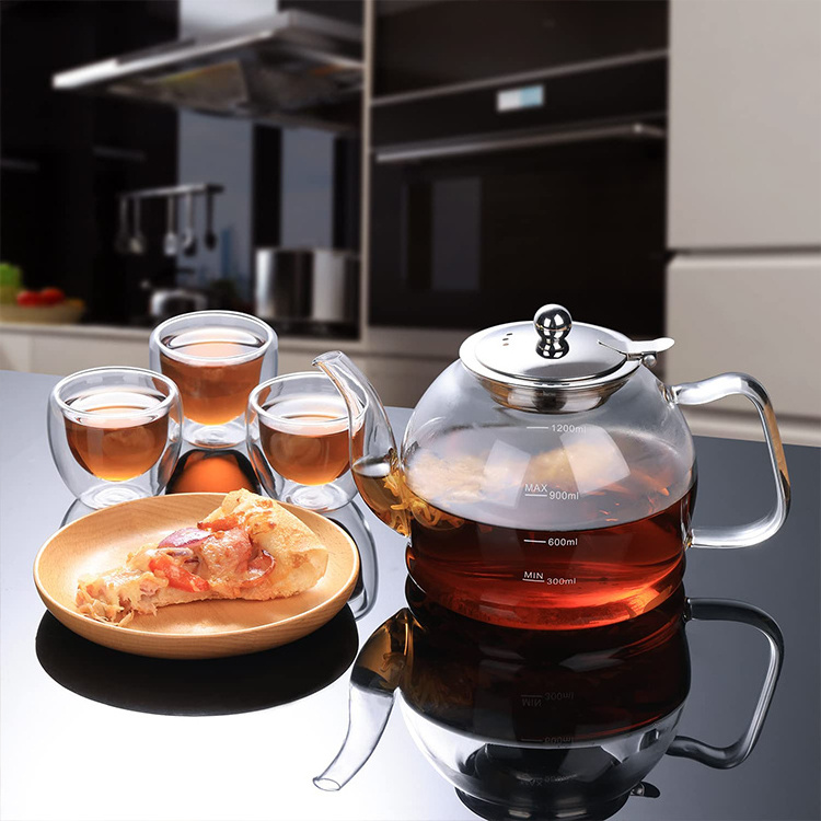 Stovetop & Microwave Safe Glass Teapot (50 OZ) with Removable Loose Tea Glass Infuser  Tea Kettle  tea pot