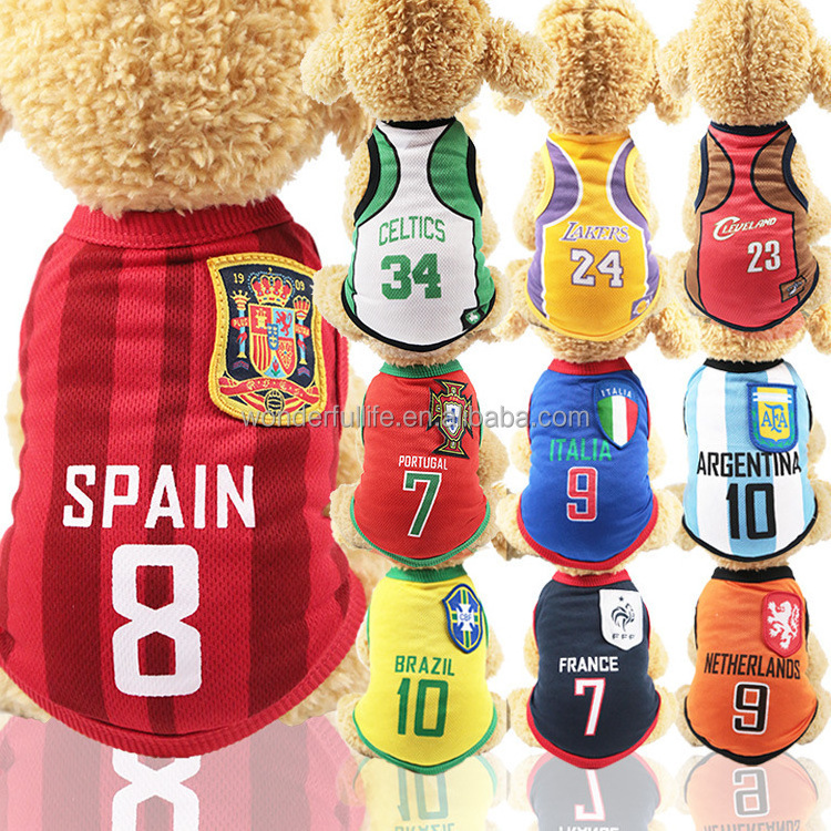 Football baby fashion pet clothes for Small cat and dog spring and summer breathable mesh dog clothes