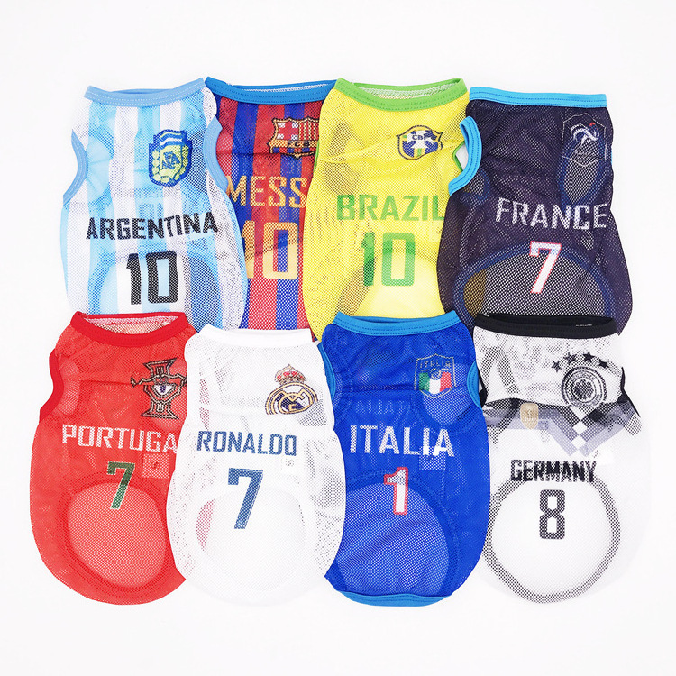 Football baby fashion pet clothes for Small cat and dog spring and summer breathable mesh dog clothes