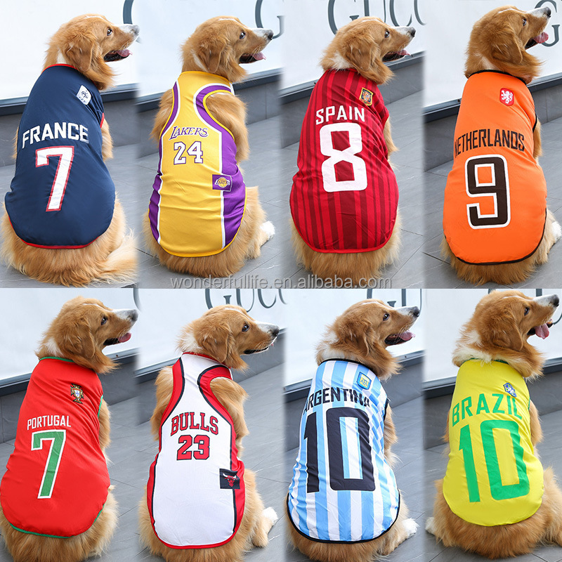 Football baby fashion pet clothes for Small cat and dog spring and summer breathable mesh dog clothes