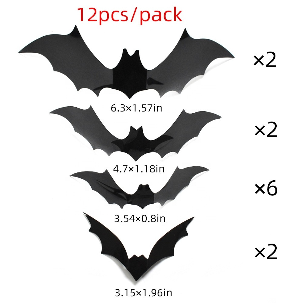 Wonderful Halloween party decorations Realistic PVC Scary Bat Sticker PVC 3D Bats Removable Decals Stickers Gift Window Decors