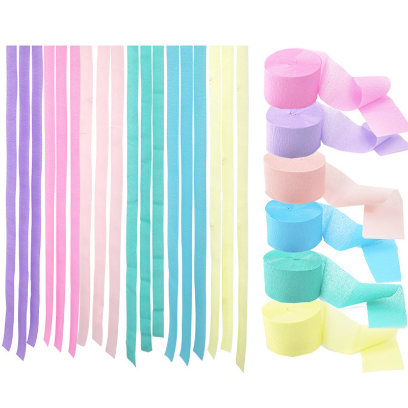 4.5*12M Pastel Crepe Streamers Paper Backdrop Pastel Rainbow Unicorn Birthday Party Decoration for Baby Shower Baptism Wedding