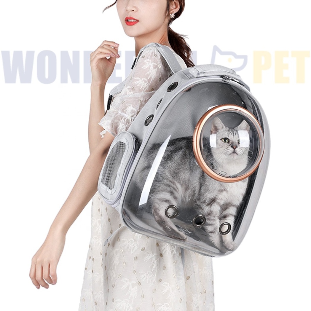 Wonderfulpet Pet Dog Capsule Backpack Portable Outdoor Cat Dog Carrier Bag Travel Suitcase for Pet Travel Transparent Case