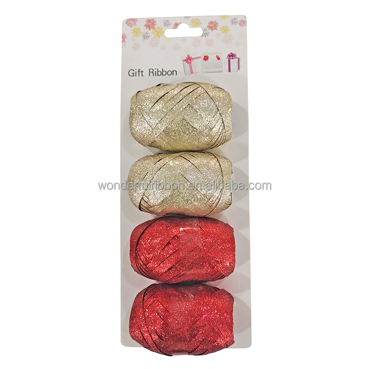 Wholesale Christmas Glitter Color Curling Balloon Bow Ribbon Roll Gift Wrapping PP Ribbon Gift Egg Plastic Ribbon for Decoration