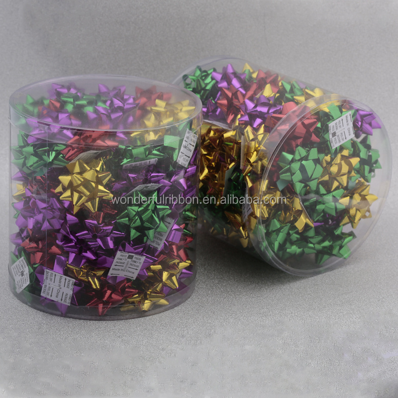 Hot selling custom pvc sets designs pp ribbon star bow for gift wrapping or holiday decoration