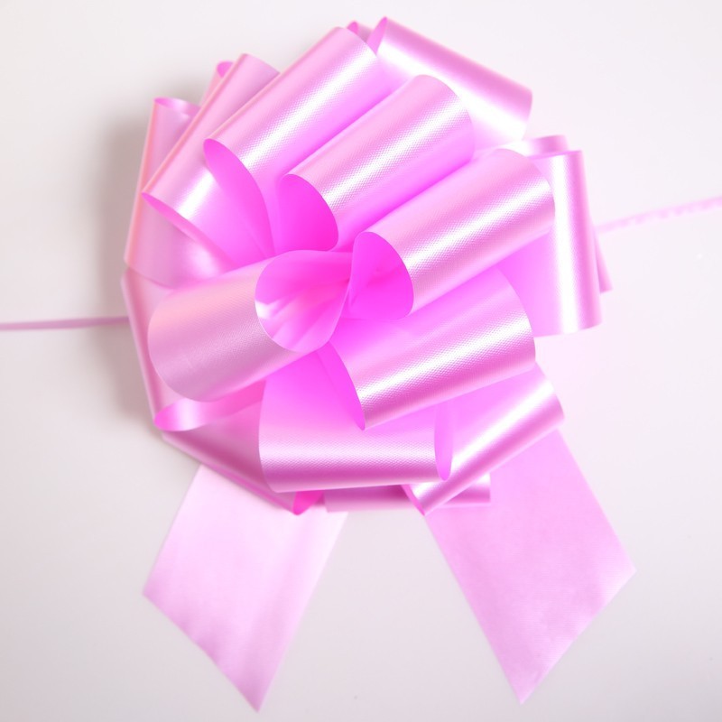 Solid Color Plastic Pom Pom Pull Bow Pull String Gift Ribbon Bow for Packaging Christmas Gift Bow for Decoration