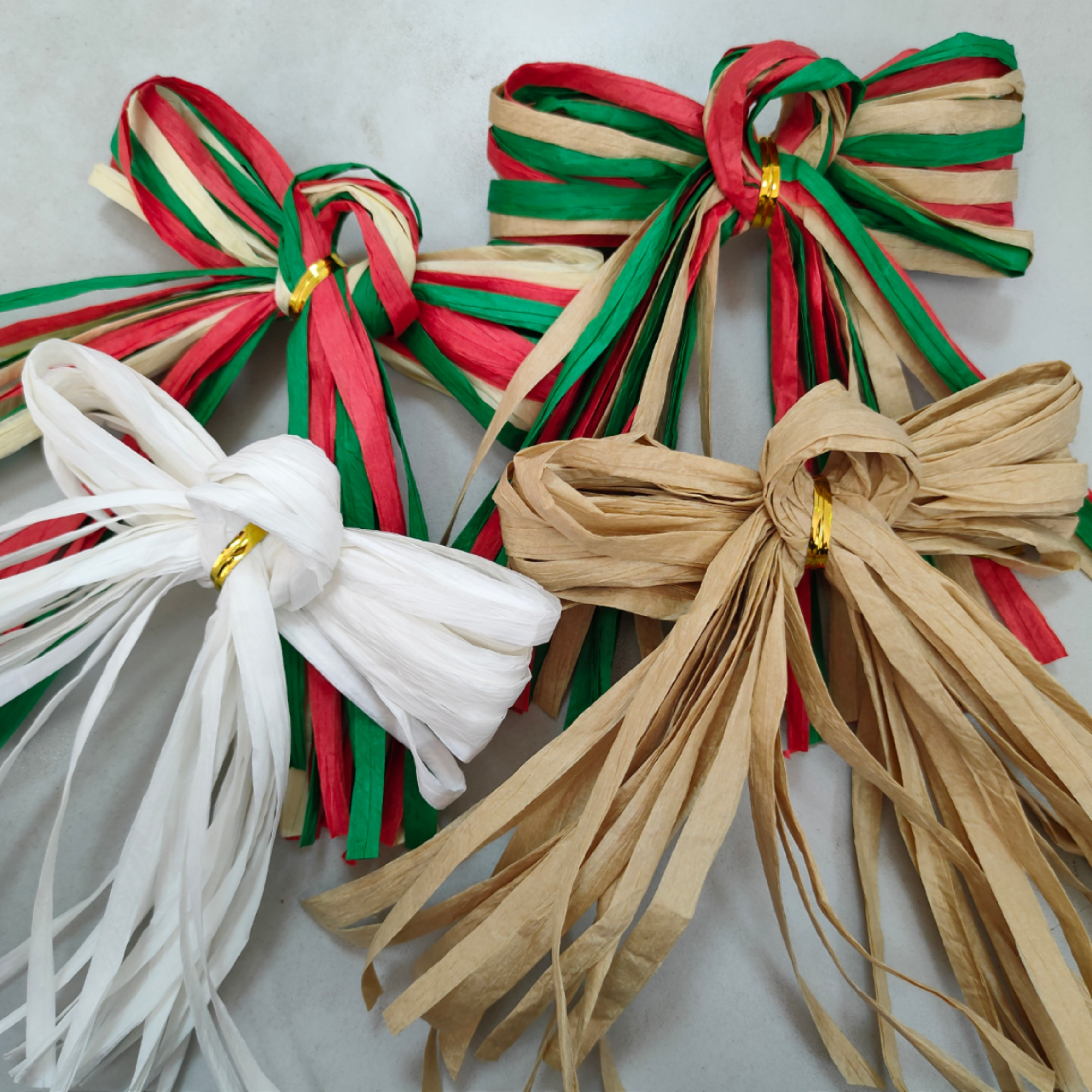 Decorative bouquet paper raffia bow tie natural paper raffia grass bows for gift wrap decoration