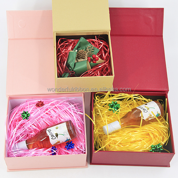 Ribbon basket grass Shredded Paper Raffia Grass For Valentine's Day Decoration Gift Box Packing Paper Box And Gift Filler Grass