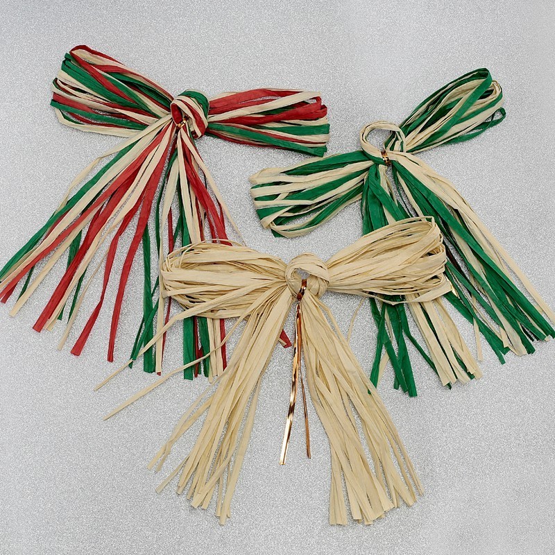 Decorative bouquet paper raffia bow tie natural paper raffia grass bows for gift wrap decoration