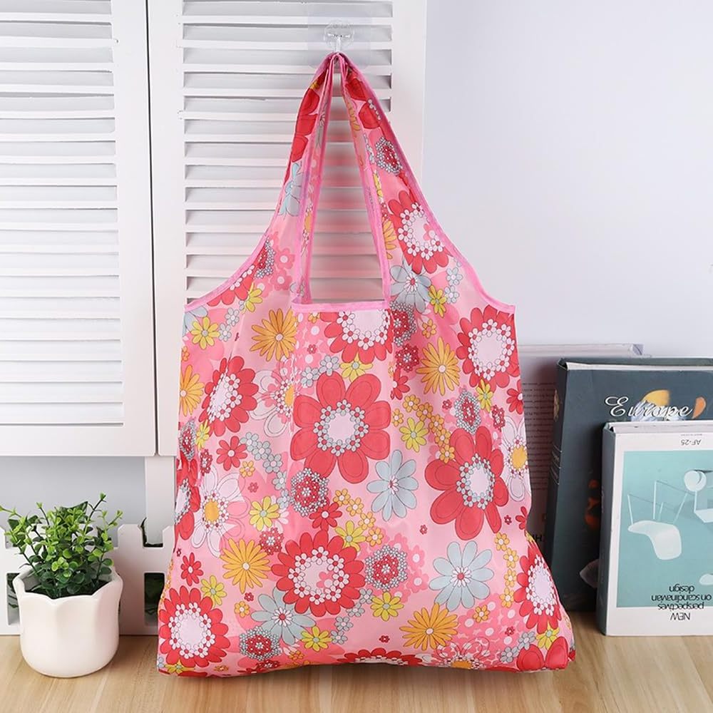 Heavy Duty Cute Foldable Tote Bags Eco-Friendly Ripstop Nylon Supermarket Gift Bags Washable Nylon Foldable Grocery Bag