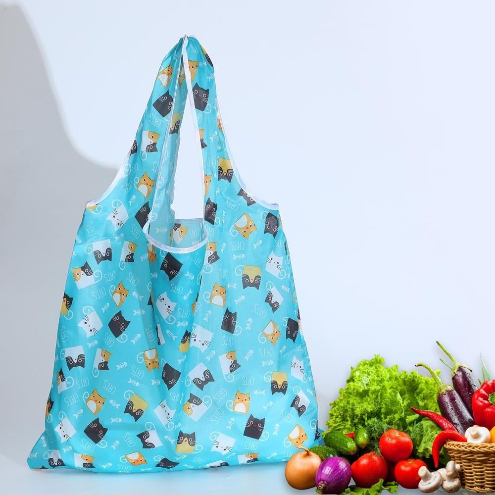 Heavy Duty Cute Foldable Tote Bags Eco-Friendly Ripstop Nylon Supermarket Gift Bags Washable Nylon Foldable Grocery Bag