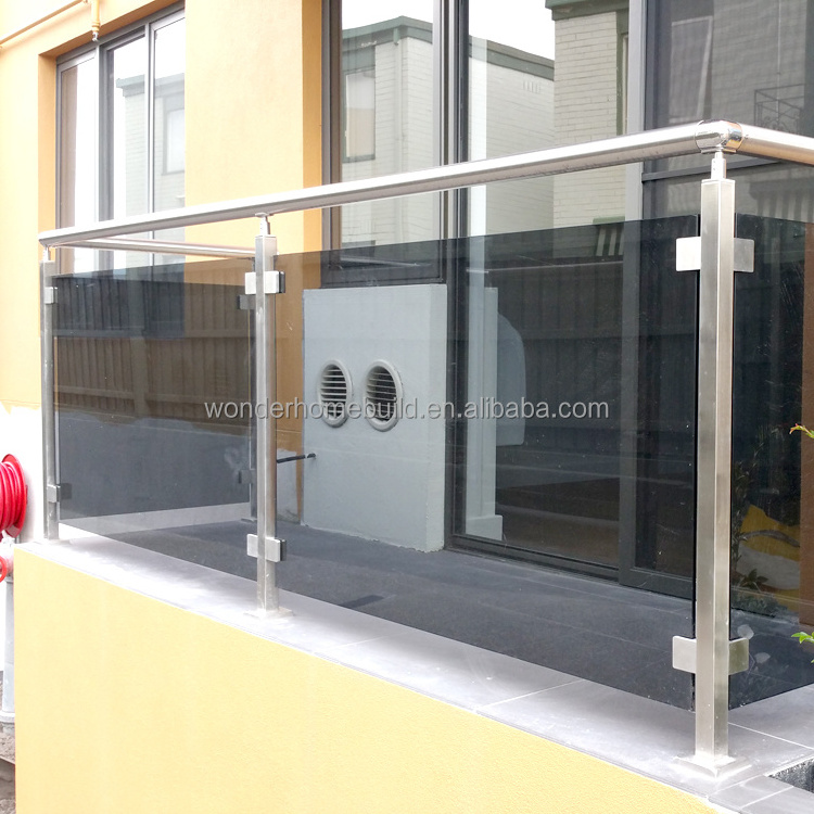 New arrival balustrade accessories terrace stainless steel black glass balustrade