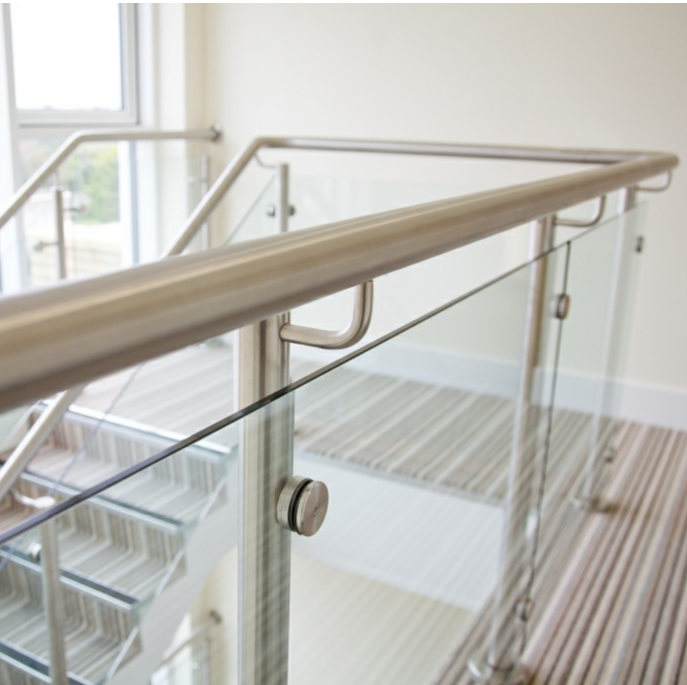 Indoor glass railing systems with tempered glass fence panels