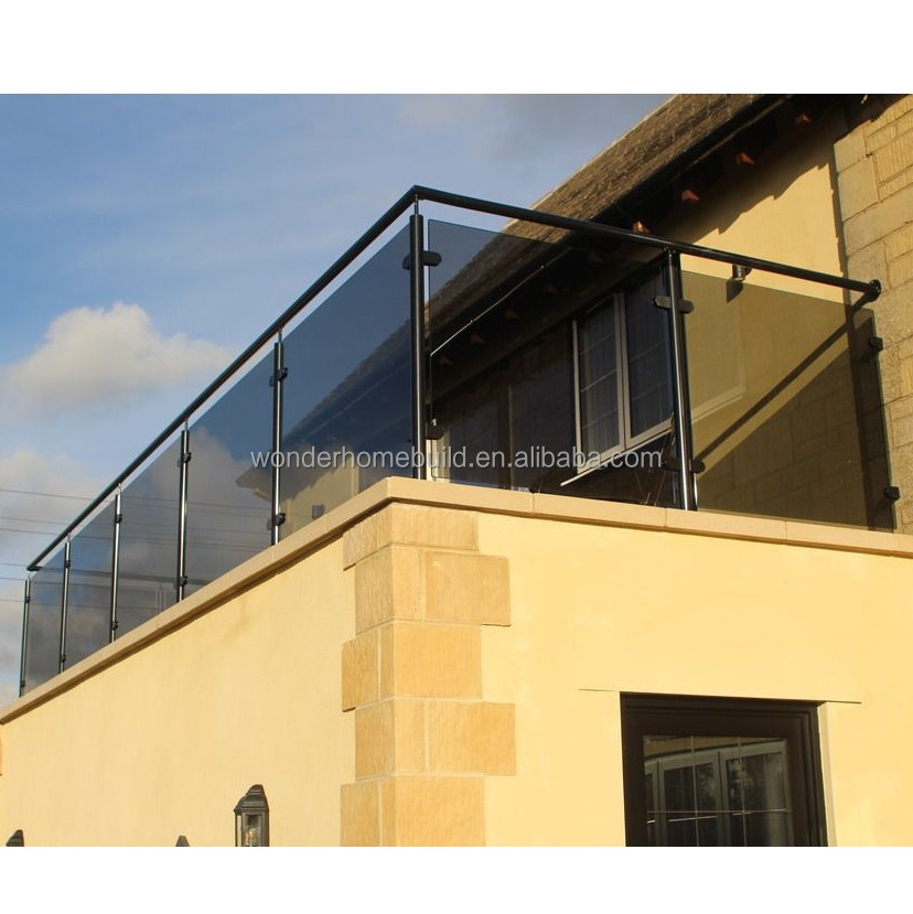 New arrival balustrade accessories terrace stainless steel black glass balustrade