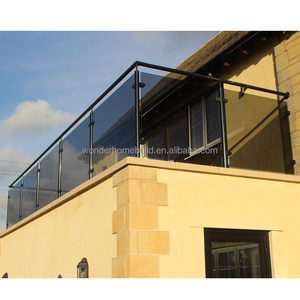 New arrival balustrade accessories terrace stainless steel black glass balustrade