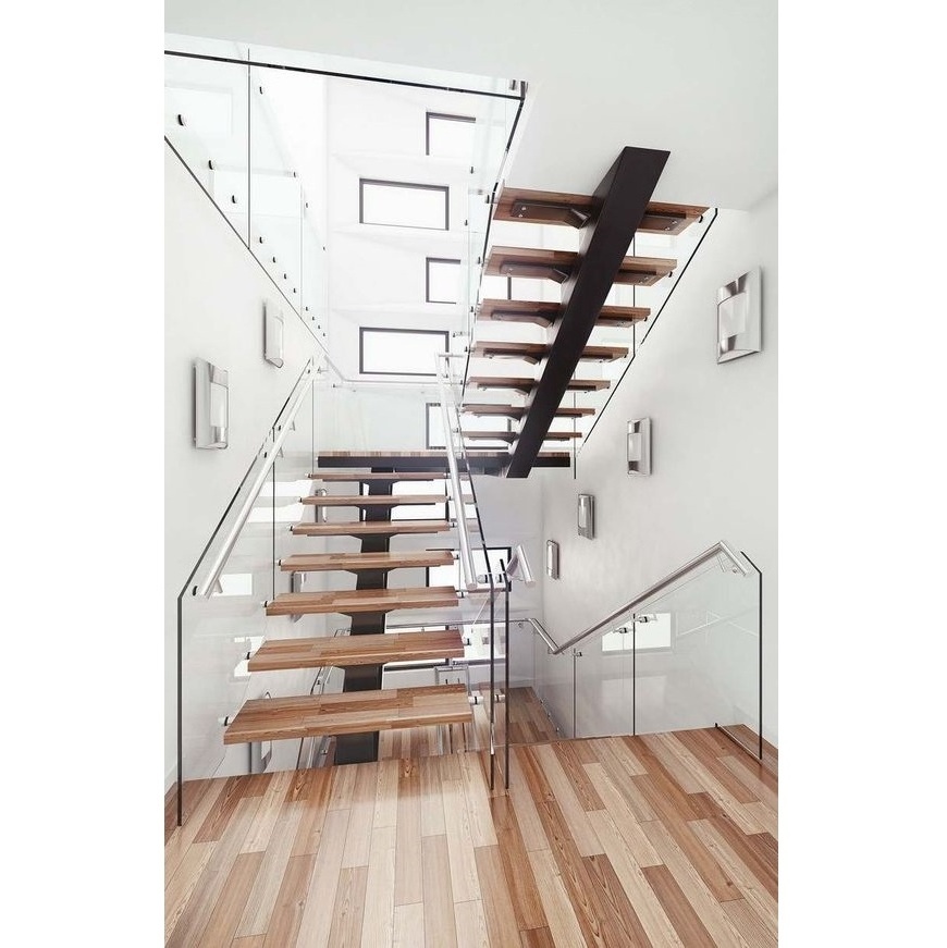 Metal stair construction steel wood stairs with landing