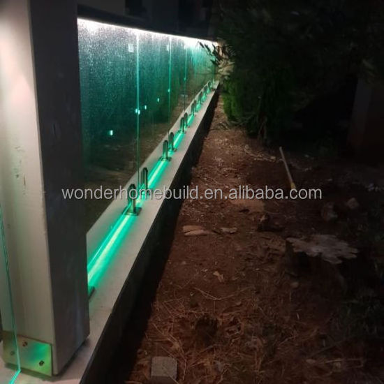 Glass spigots wood balcony railing glass deck railing led