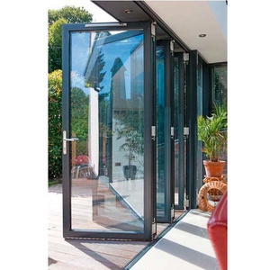 USA Commercial Residential LOWE Glass Aluminum Bi Folding Accordion Bifold Sliding Exterior Door With Locks