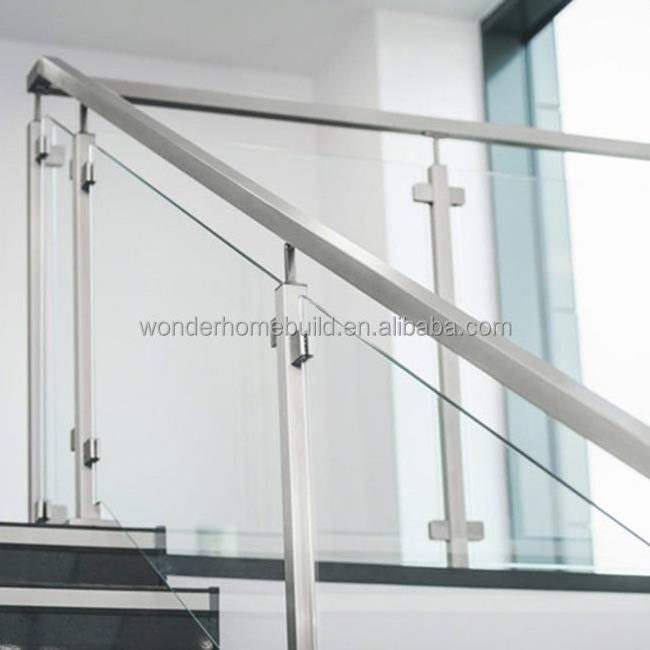 Customized Stainless Steel Balustrade Square Post Glass Railing