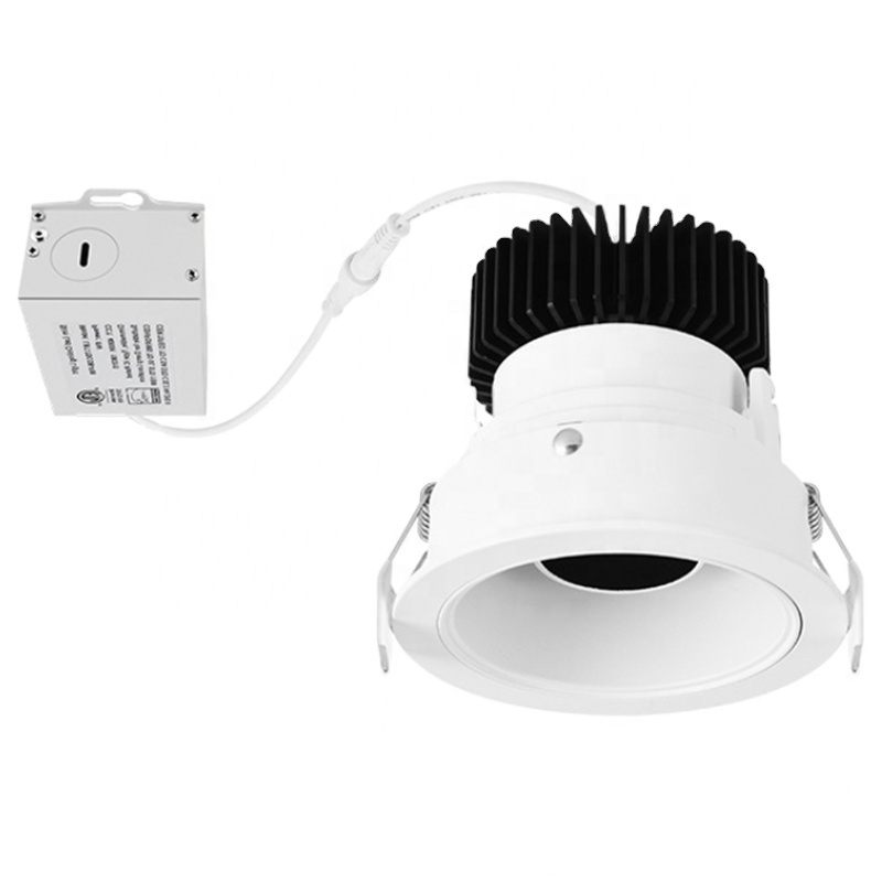 shopping malls smart dimmable tuya aluminum ceiling panel light round cob 12w anti-glare recessed trimless led downlight