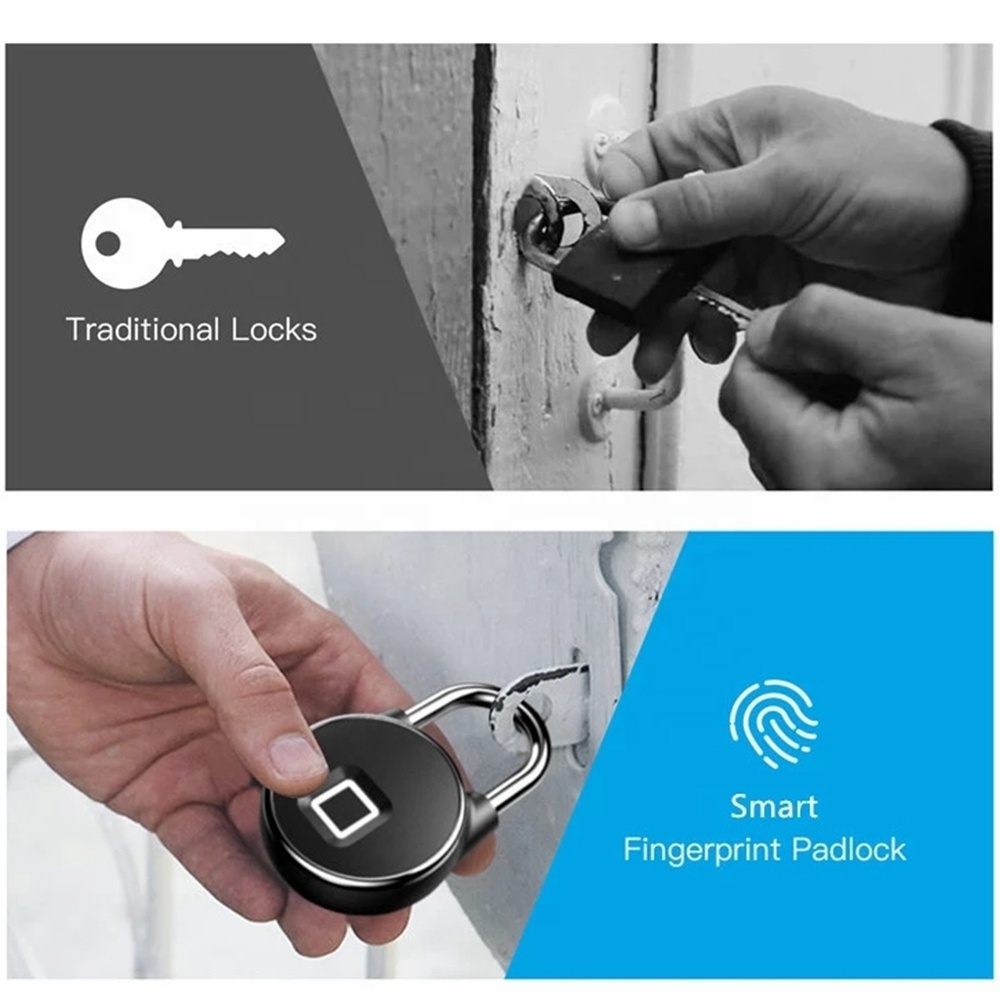 Tuya USB Charging Fingerprint Lock Smart Padlock Waterproof Door Lock Unlock Portable Anti-theft Padlock Zinc