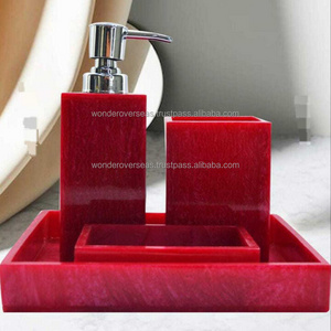 Wholesales Luxury Diamond Hotel Bathroom Accessories Set 6 Piece Resin Ceramic Glitter Sparkled Mosaic Glass Silver Home Decor