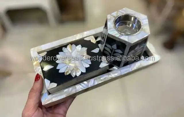 Incense Burner Set 3 Pieces Saudi Arabia Mother Of Pearl Mubkhar Bakhor Ramadan Decoration Eid Gifts Islamic Table Decor