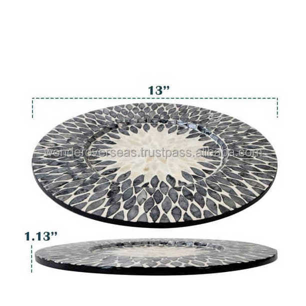 MOTHER OF PEARL ROUND CHARGER PLATE BY WONDER OVERSEAS